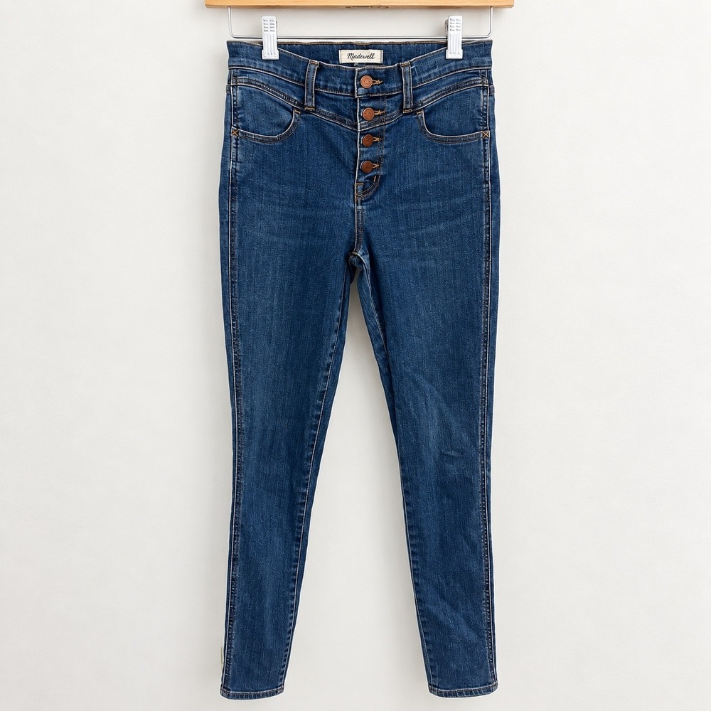 Madewell 10 Roadtripper Skinny Jeans Dark Wash Exposed Button Fly 26T
